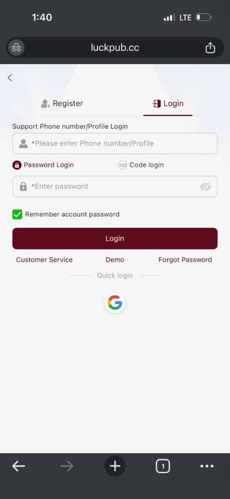 Luckpub Login
